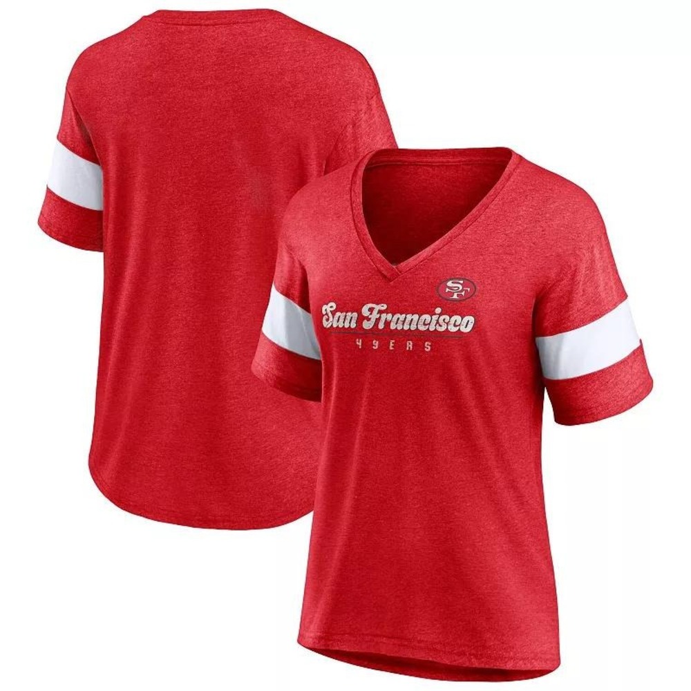 Fanatics San Francisco 49ers V-Neck T-Shirt NFL Football White Sleeve Size M NWT